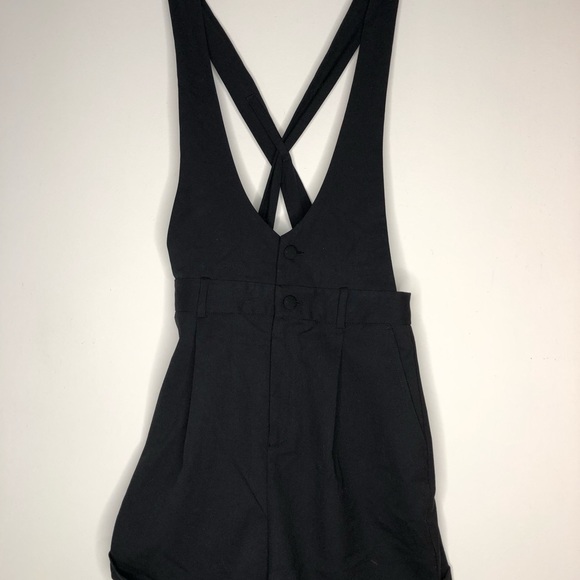 Frank & Oak Short Overall Romper in Black - Picture 5 of 8